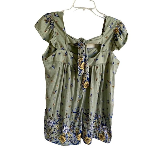 Absolutely Famous Floral Cold Shoulder Top Tie in Back Women's Size Medium - Picture 10 of 10